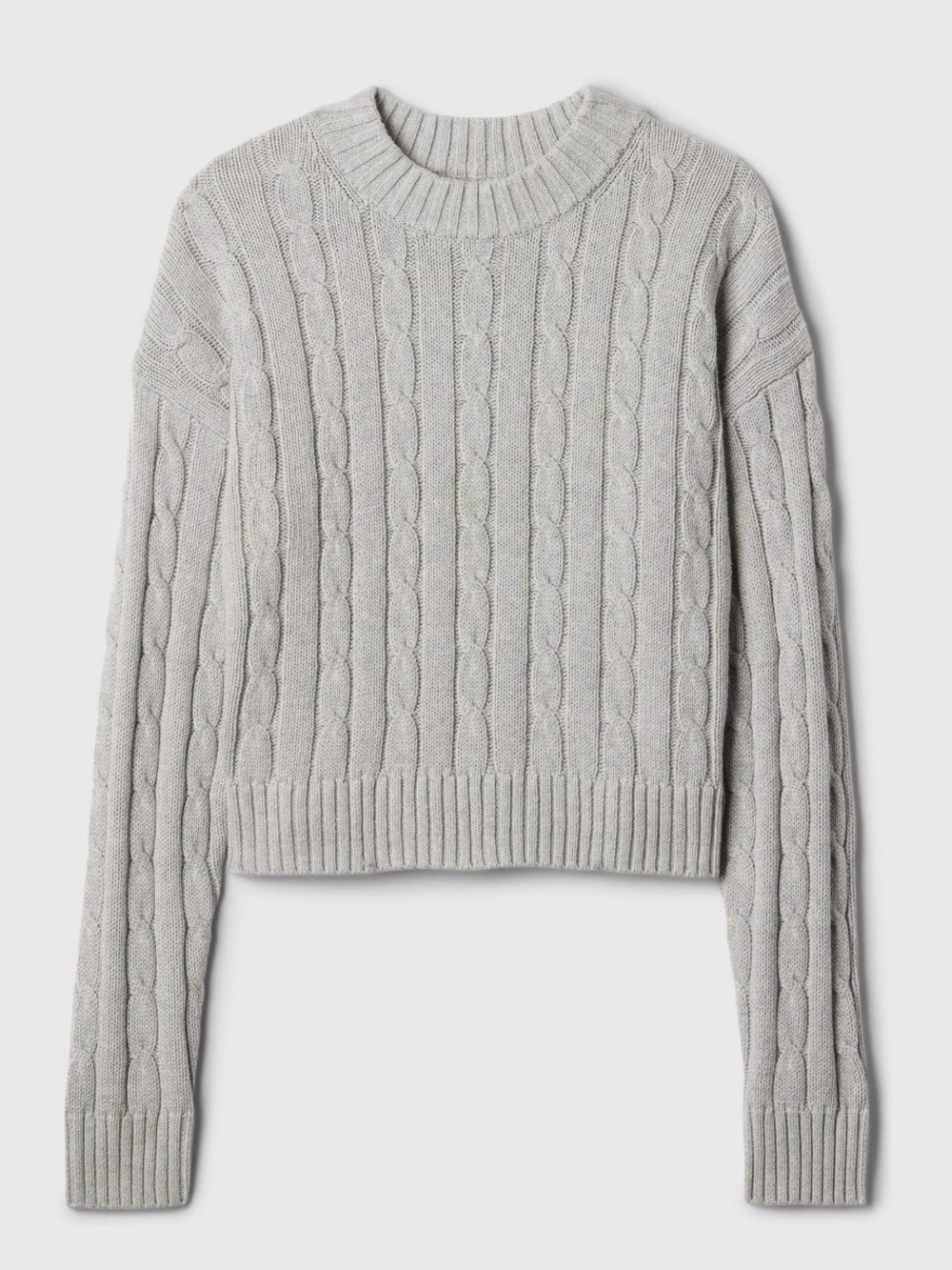 Gap 100% Cotton Cable-Knit Cropped Grey Sweater | XS - Picture 3 of 3